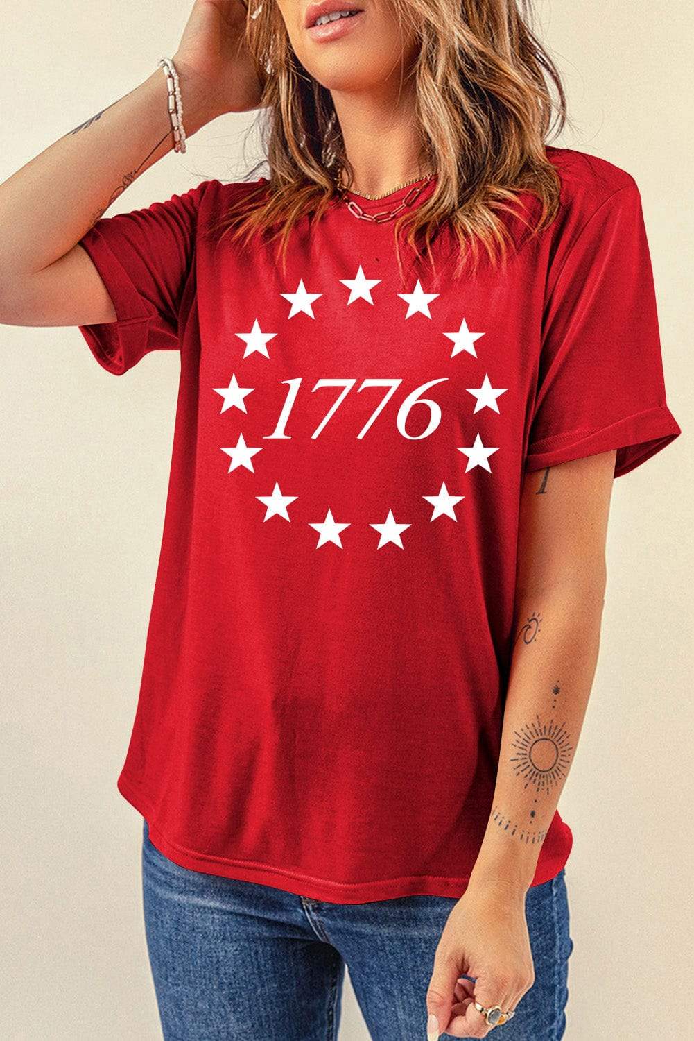 Graphic Round Neck Short Sleeve T-Shirt - Trendsi - Flyclothing LLC