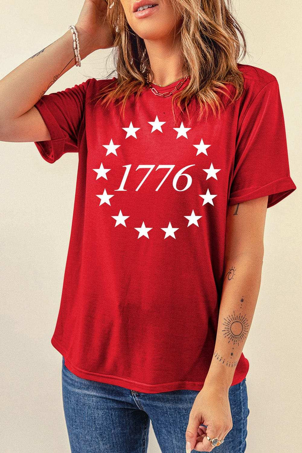 Graphic Round Neck Short Sleeve T-Shirt - Trendsi - Flyclothing LLC