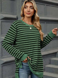 Striped Round Neck Long Sleeve T-Shirt - Trendsi - Flyclothing LLC