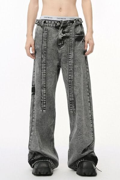 Wide Leg Jeans with Pockets - Trendsi