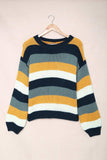 Color Block Round Neck Dropped Shoulder Sweater - Trendsi - Flyclothing LLC