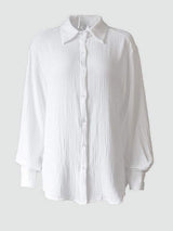 Textured Collared Neck Long Sleeve Shirt - Trendsi - Flyclothing LLC