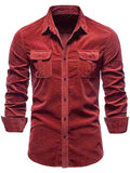 Men's Full Size Collared Neck Button Down Shirt with Chest Pockets Plus Size - Trendsi - Flyclothing LLC
