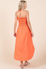 Culture Code Tie Back Shirring Dress with Pockets - Trendsi - Flyclothing LLC