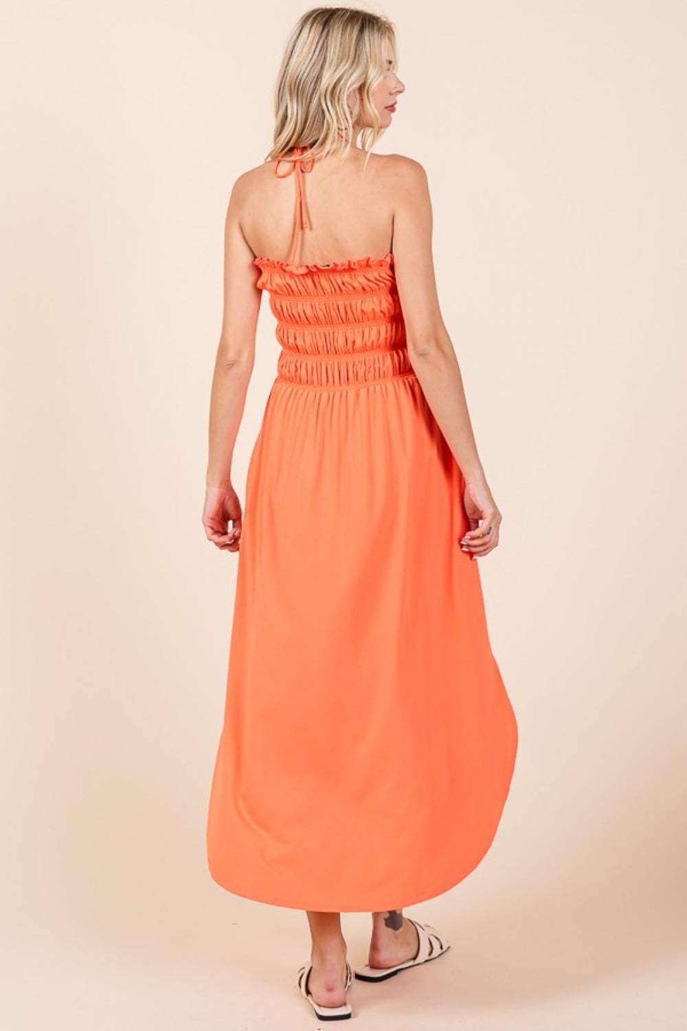 Culture Code Tie Back Shirring Dress with Pockets - Trendsi - Flyclothing LLC