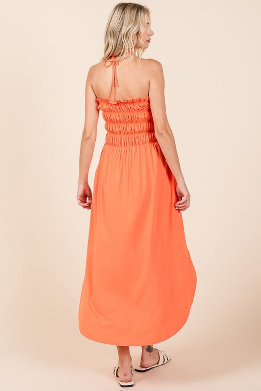 Culture Code Tie Back Shirring Dress with Pockets - Trendsi