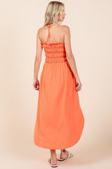 Culture Code Tie Back Shirring Dress with Pockets - Trendsi
