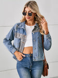 Snake Print Button Up Denim Jacket - Trendsi - Flyclothing LLC