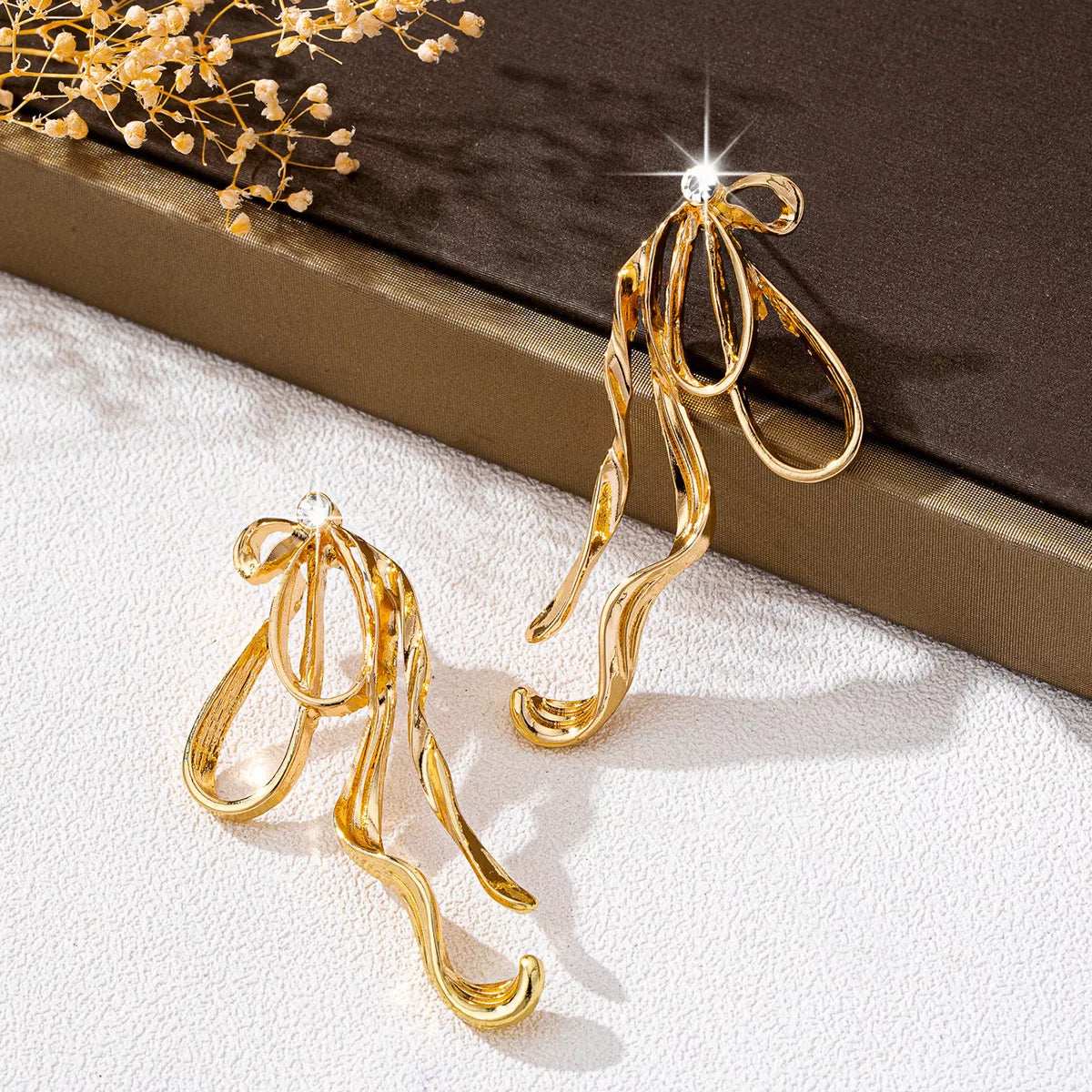 18K Gold-Plated Bow Earrings - Trendsi - Flyclothing LLC