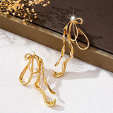 18K Gold-Plated Bow Earrings - Trendsi - Flyclothing LLC