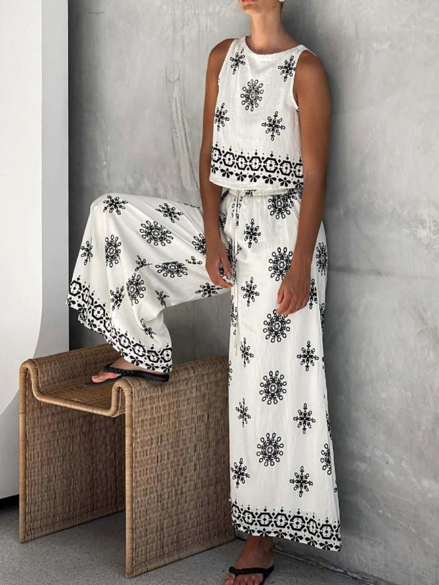 Printed Tank and Pants Set - Trendsi - Flyclothing LLC