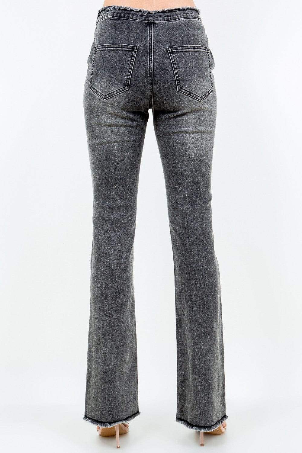 American Bazi V-Cut Ruched Flare Pants - Trendsi - Flyclothing LLC