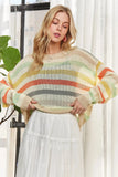 ADORA Stripe Long Sleeves Knit Top - Trendsi