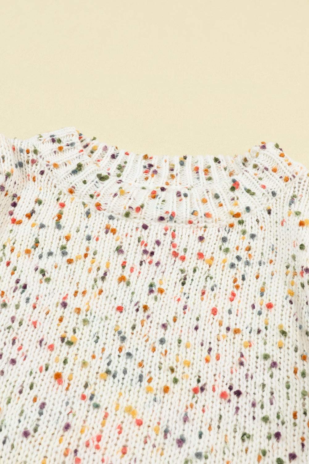 Confetti Round Neck Long Sleeve Sweater - Trendsi - Flyclothing LLC