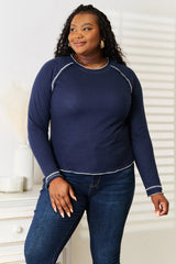 Basic Bae Long Raglan Sleeve Round Neck Top - ShopBasicbae - Flyclothing LLC