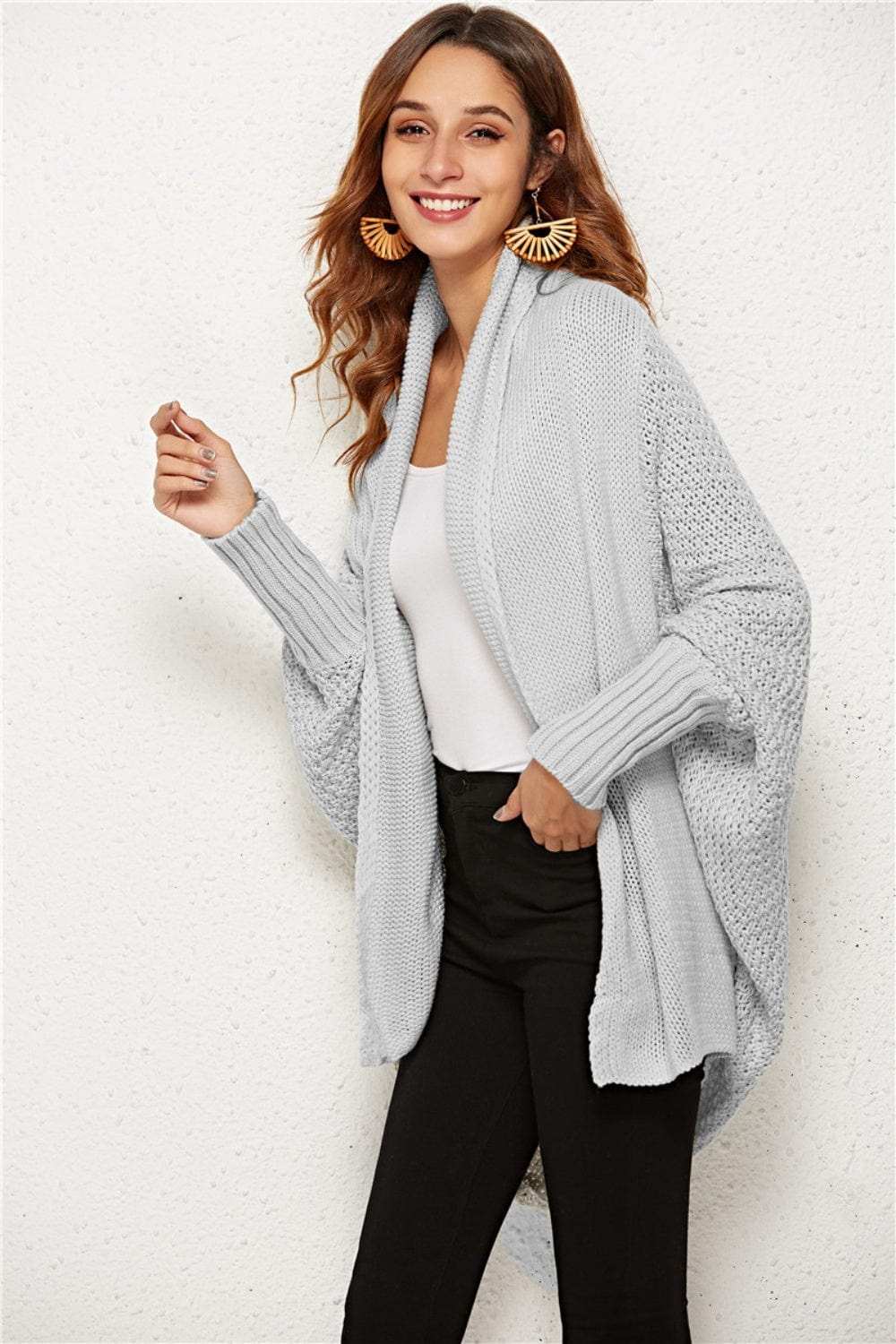 Angel Wings Open Front Batwing Sleeve Cardigan - Trendsi - Flyclothing LLC