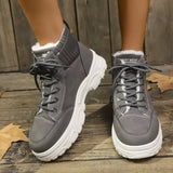 Plush Lining Lace Up Boots - Trendsi - Flyclothing LLC