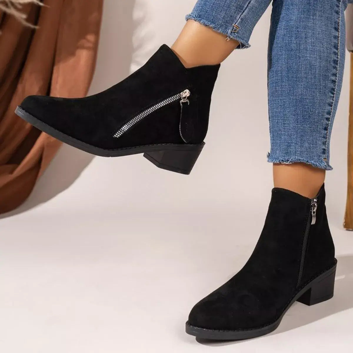 Point Toe Block Heels Boots - Trendsi - Flyclothing LLC