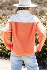 Contrast Half Zip Long Sleeve Sweatshirt - Trendsi - Flyclothing LLC