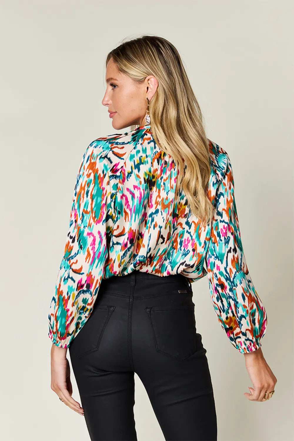 Double Take Full Size Printed Button Up Long Sleeve Shirt - Trendsi - Flyclothing LLC