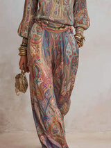 Paisley Print Long Sleeve Top and Pants Set - Trendsi - Flyclothing LLC