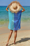 Double Take Openwork Contrast Slit Knit Cover Up - Trendsi