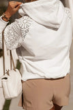 Drawstring Openwork Long Sleeve Hoodie - Trendsi