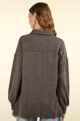 VERY J Collared Half Button Knit Top with Pockets - Trendsi - Flyclothing LLC