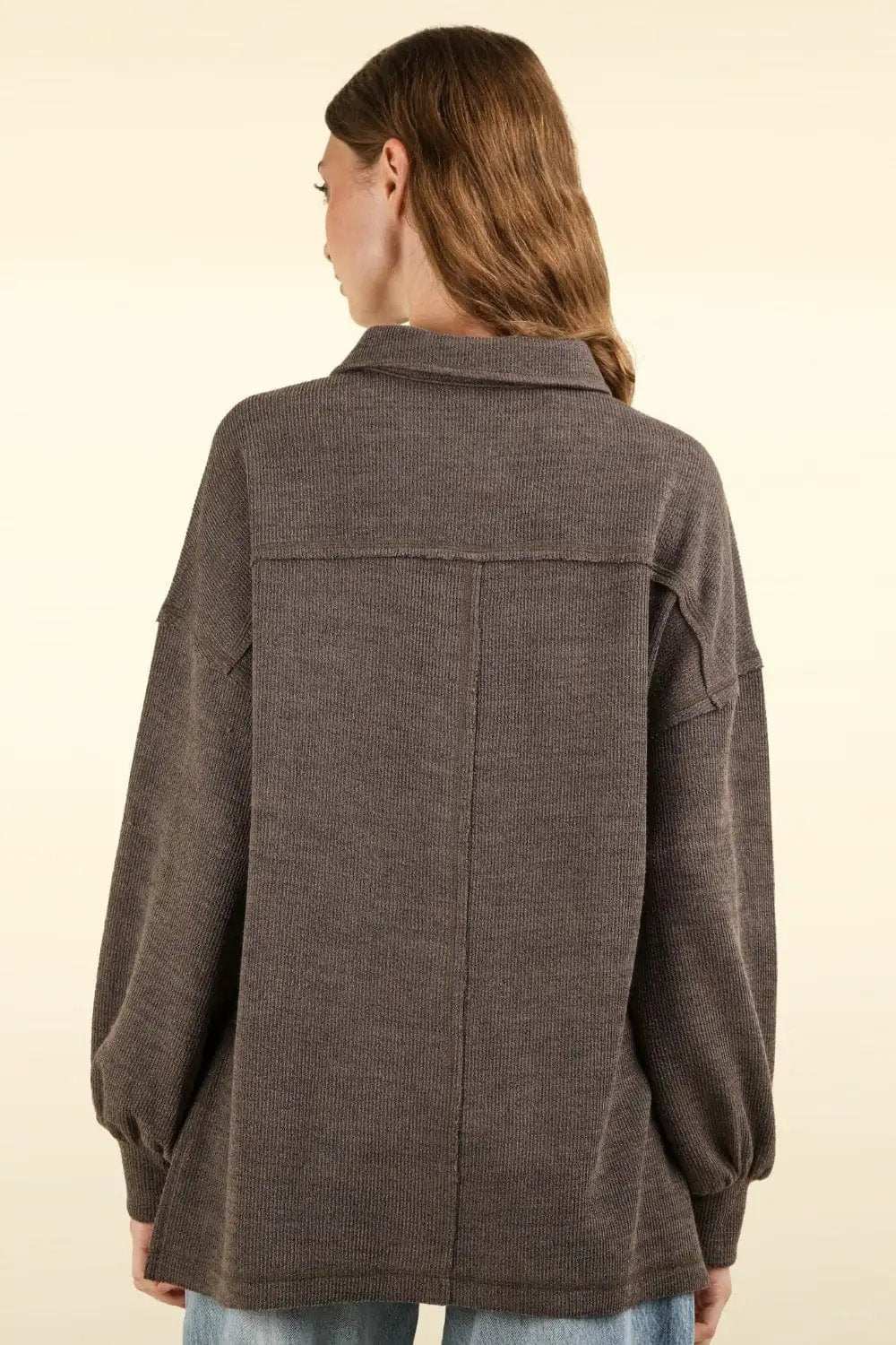 VERY J Collared Half Button Knit Top with Pockets - Trendsi - Flyclothing LLC