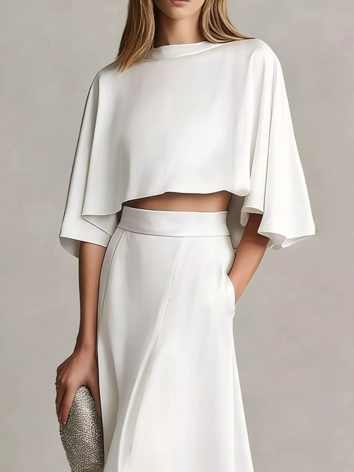 Full Size Satin Crop Top and Maxi Skirt Two-Piece Set Plus Size - Trendsi - Flyclothing LLC