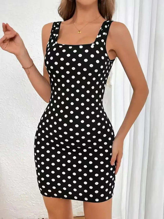 Contrast Polka Dot Mini Cami Dress - Trendsi - Flyclothing LLC
