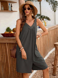 Casual V-Neck Sleeveless Romper with Pockets - Trendsi - Flyclothing LLC