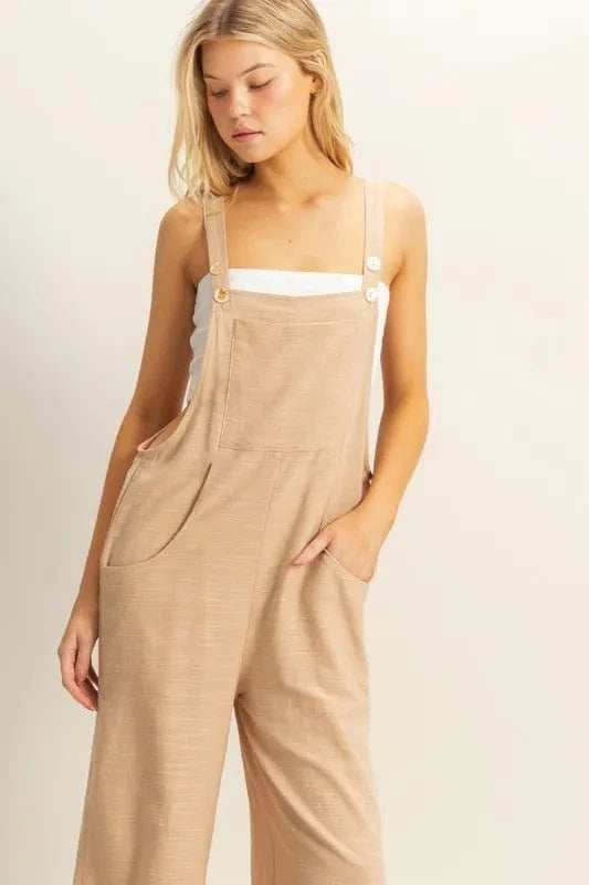HYFVE Textured Wide Leg Overall - Trendsi - Flyclothing LLC