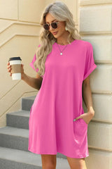 Florira Short Sleeve Mini Dress with Pockets - Trendsi - Flyclothing LLC