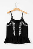 Floral Ruffled Hem Embroidery Cami - Trendsi - Flyclothing LLC