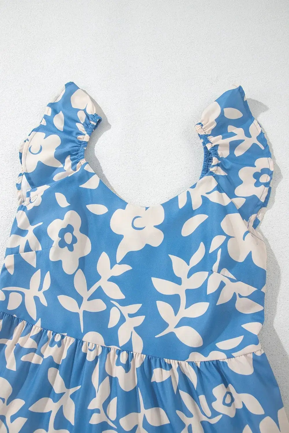 Floral Flutter Shoulder Tiered Flowy Midi Dress - Trendsi - Flyclothing LLC