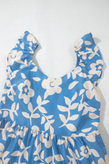 Floral Flutter Shoulder Tiered Flowy Midi Dress - Trendsi - Flyclothing LLC