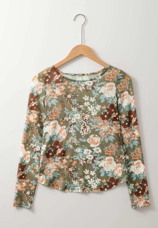 Floral Round Neck Long Sleeve T-Shirt - Trendsi - Flyclothing LLC