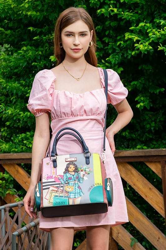 Nicole Lee USA Eco-Leather Handbag with Side Pockets - Trendsi - Flyclothing LLC