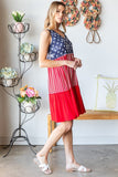 Heimish Full Size US Flag Theme Contrast Tank Dress - Trendsi