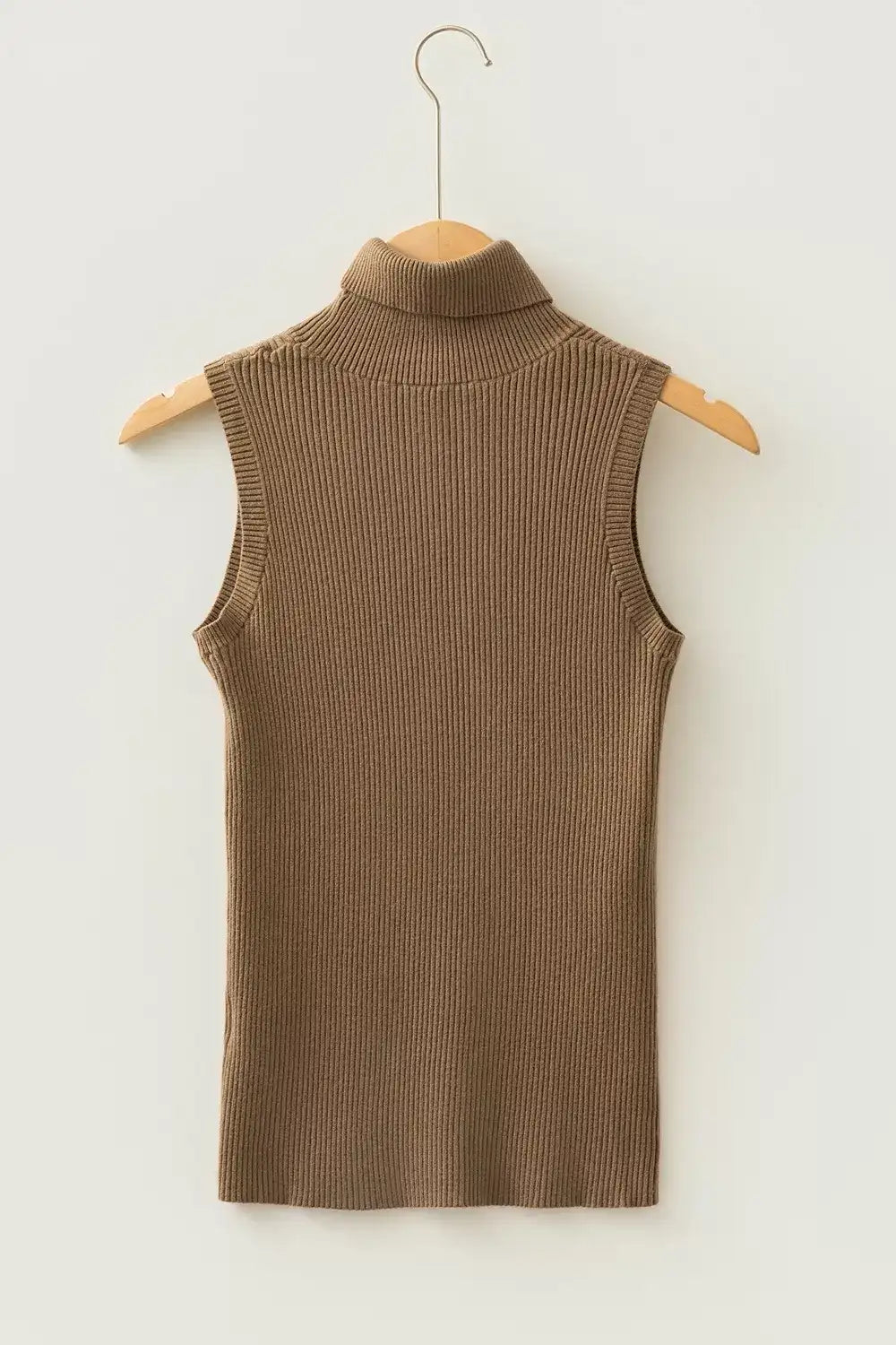Mock Neck Ribbed Knit Sweater Vest - Trendsi - Flyclothing LLC