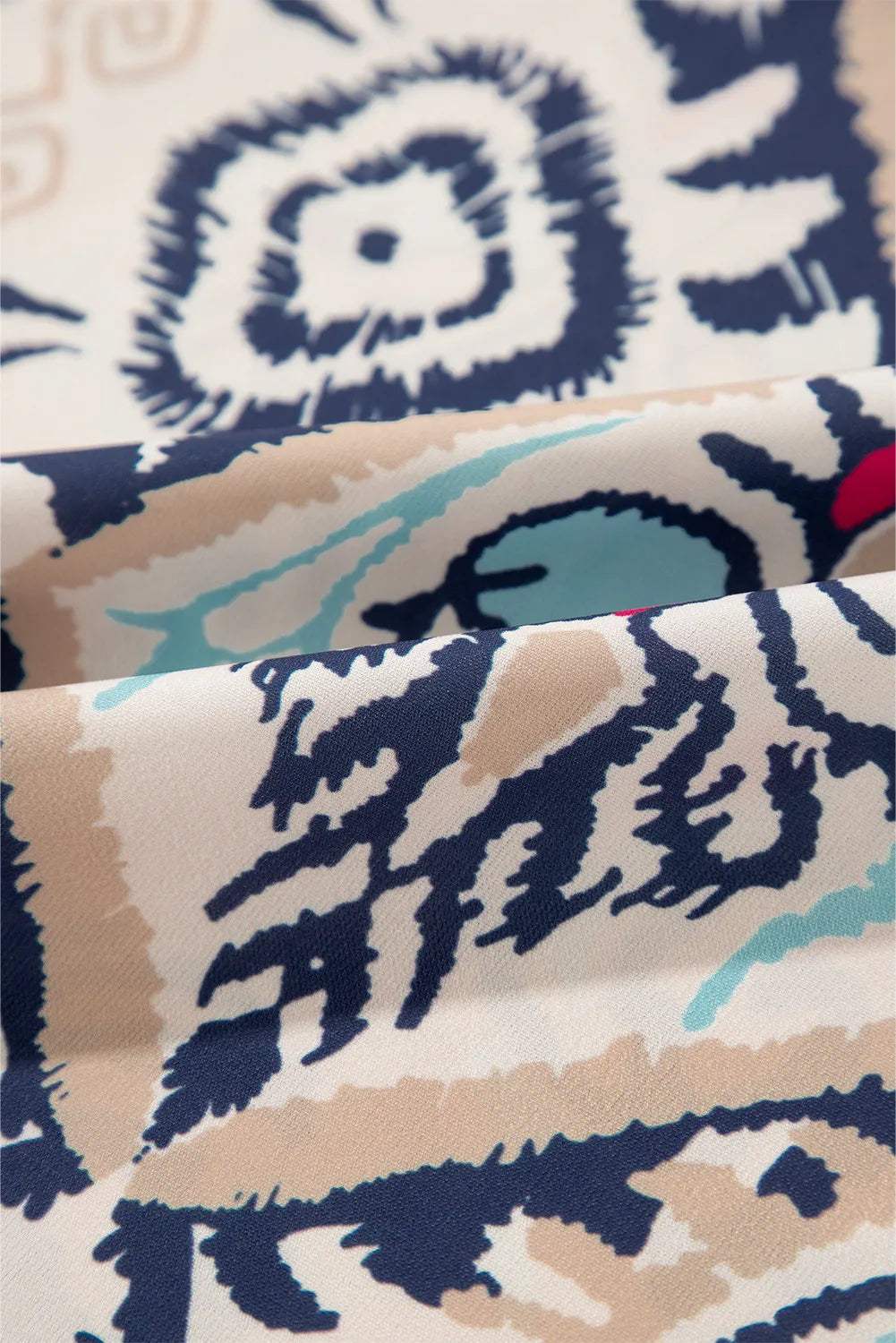 Printed Notched Half Sleeve Blouse - Trendsi - Flyclothing LLC