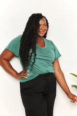 Double Take Ruched V-Neck Short Sleeve T-Shirt - Trendsi - Flyclothing LLC
