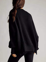 Round Neck Long Sleeve Sweater - Trendsi - Flyclothing LLC