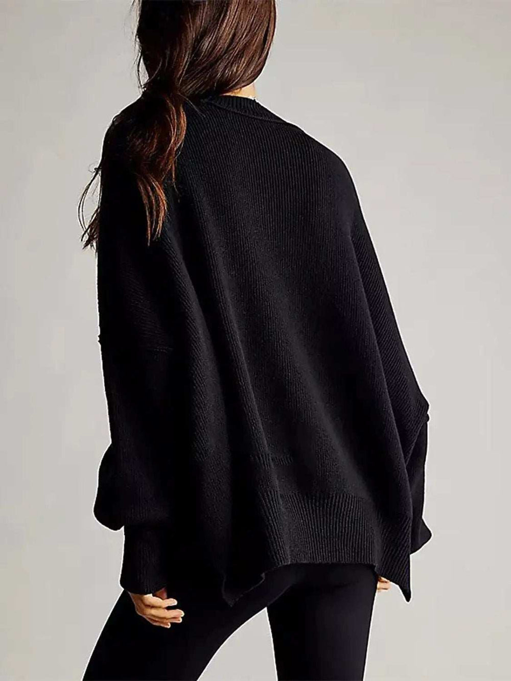 Round Neck Long Sleeve Sweater - Trendsi - Flyclothing LLC