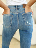 Judy Blue Full Size Mid Rise Destroy & Cuff Skinny Jeans - Trendsi - Flyclothing LLC