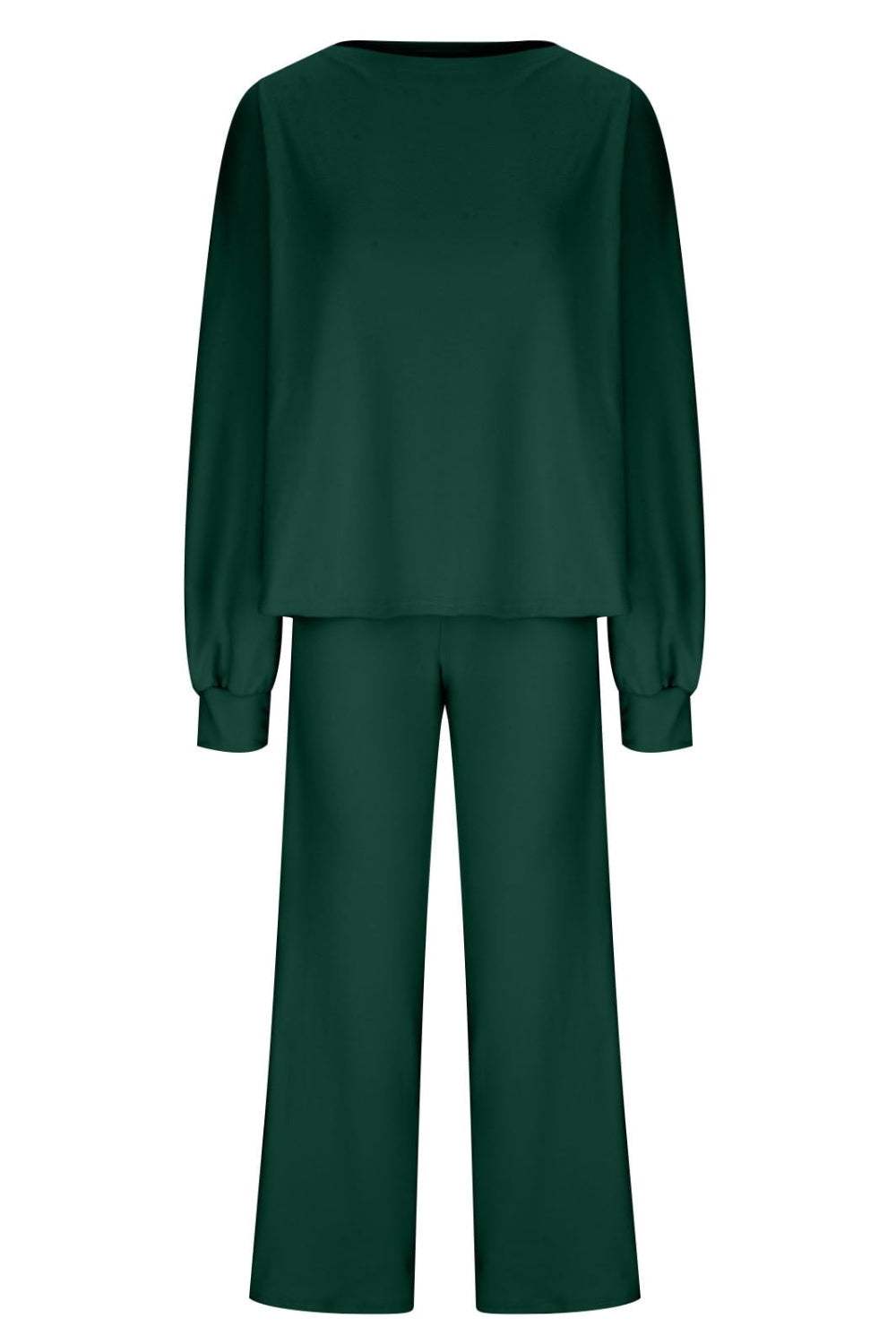 Round Neck Long Sleeve Top and Pants Set - Trendsi - Flyclothing LLC