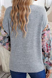 Printed Lantern Sleeve Buttoned V Neck Top - Trendsi