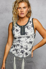 POL Floral Round Neck Cropped Ribbed Tank - Trendsi - Flyclothing LLC