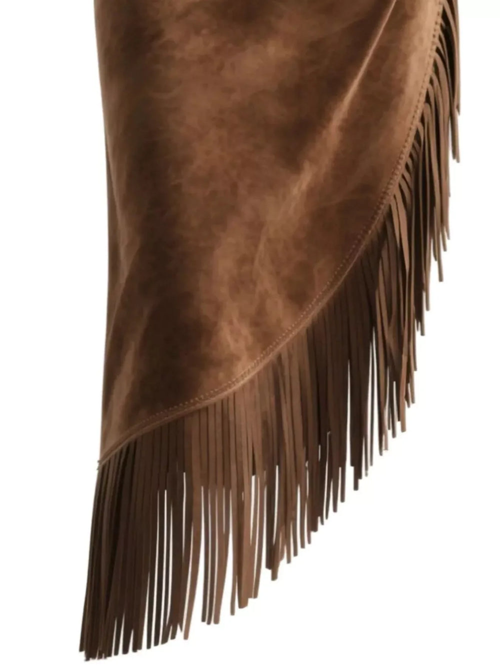 Full Size Suede Fringe Asymmetric Skirt Plus Size - Trendsi - Flyclothing LLC